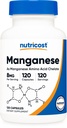 营养成本 Chelate Manganese 补充剂 8mg, 氨酸Chelate, 120 Capsules, 120 services - Gluten Free, N-GMO 和蔬菜友好型