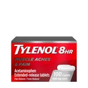 Tylenool 8 Hour Acetaminophen 650 mg 扩展释放卡普列斯,快速代理双拉耶设计,肌肉快速和长期耐痛缓解,联合,背部和关节炎 Aches, Fever 减肥器, 100 Counter