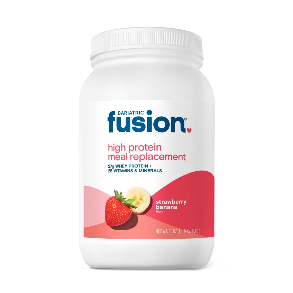 Bariaric Fusion 草莓香蕉食用替代剂 27g 蛋白质粉,21 为包括肠胃旁塞和袖盖胃切除术在内的巴里亚科外科患者服务管-无胶囊、阿斯巴达姆或糖