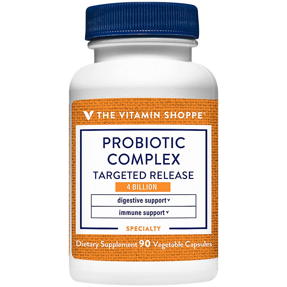 维生素店(Vitamin Shoppe) Probiotic Complex 4 illion CMUs - 定向释放 Veggie Caps - 支持肠内健康 和 含有 Probiotic Strains 平衡的消化(90种蔬菜 Capsules)