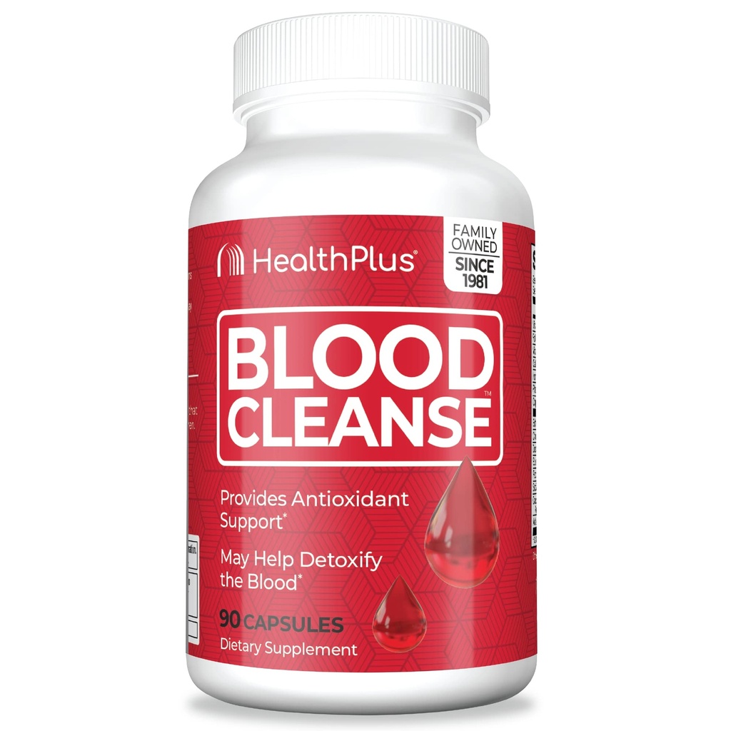 Health Plus Blood Cleanse Herbal Supplement, 90 Capsules, 45 Servings | Gluten free herbal ingredients; supports healthy blood circulation and everyday overall wellness