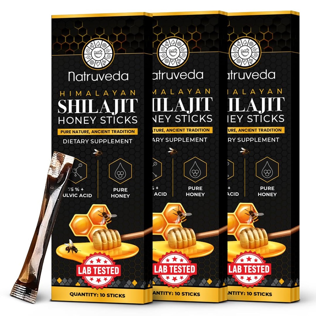 喜马拉雅Shilajit 男子和妇女的蜜棒 -- -- 75XFulvic酸和痕量矿物 -- -- Raw Honey、Saffron和Himalayan Shilajit Resin -- -- Stamina、性能和能源支助 -- -- (30册)
