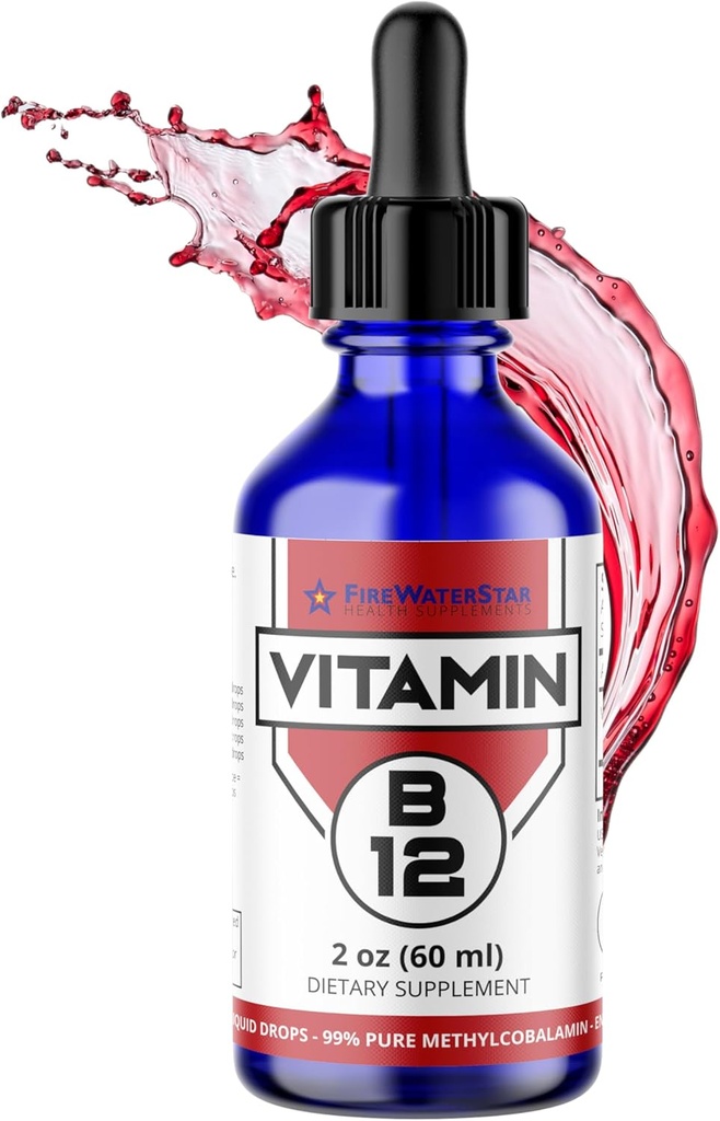 FWS Liquid B12 Drops Vitamin B12 Supplement 5000 mcg Sublingual Methylcobalamin Organic Non-GMO Vegan High Absorption Methyl B12 Adjustable Dosing Supports Increased Energy Production
