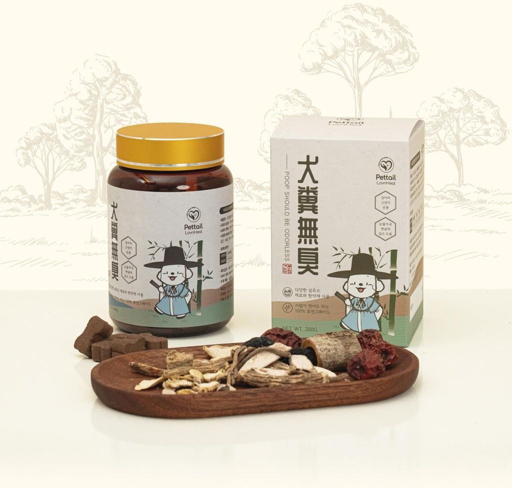 Lovnheal Pet Poop文摘和General Gut Health 补充维生素 Chew for Dogs Cats Fiber, Korea Natural Herb, Tear Stain, 优化凳子和消除凳子 Odor 7oz