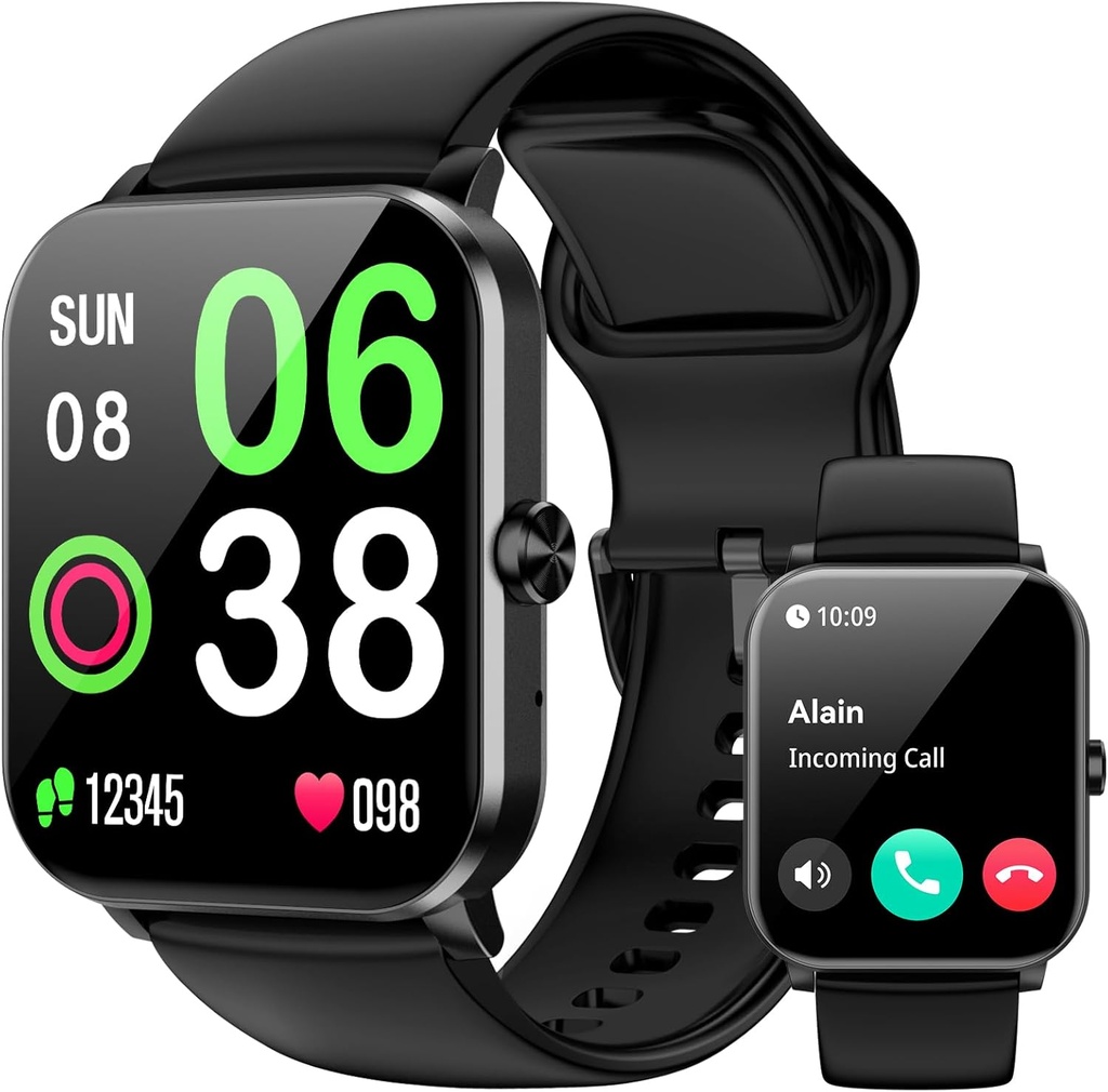 Smart Watch, Smart Watchs for Men Women, 1.85" HD Fitness Tracker (Answer/Make Calls), 120+ 运动模式,心率/睡眠监视器, IP68 防水Fitness Watch, Android iOS的SmartWatch