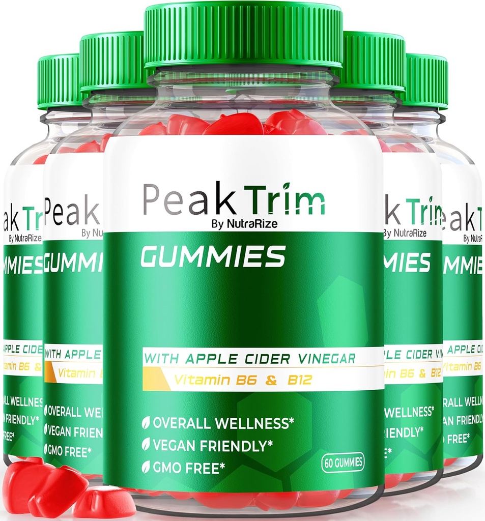 (5 Pack) PeakTrim Keto Gummys, Official PeakTrim Keto ACV Gummys, All Natural Keto Gummy, Apple Cider Vinegar 1000MG, 支持健身的最大强度体重损失补充, Review (300 Gummys).
