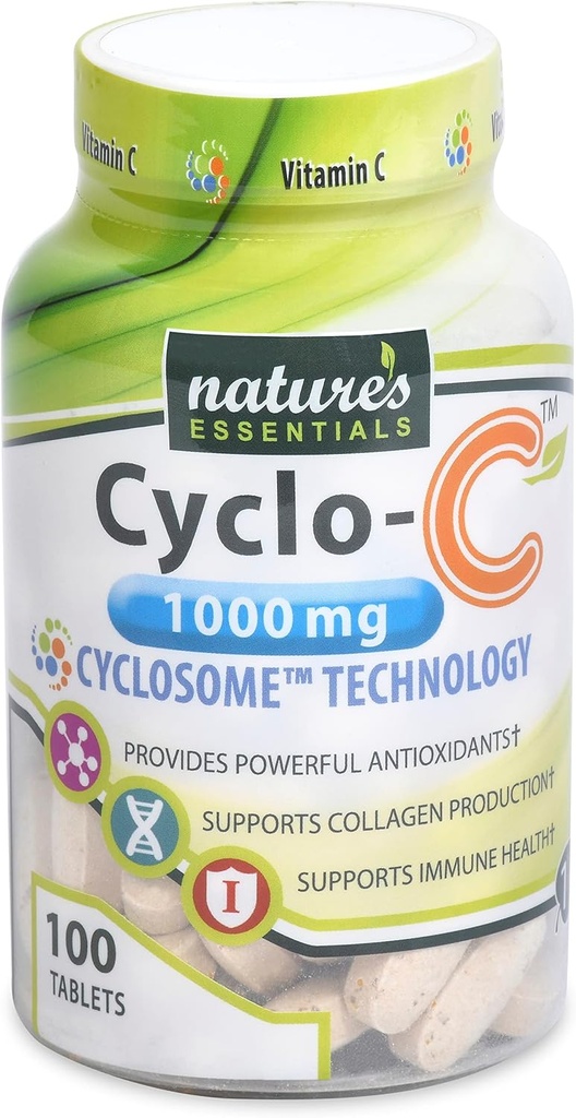NATURE的ESS  Liposomal Vitamin C → Cyclo-C 1000mg + Bioflavoids + Cyclodextin 最大吸收公式 → 3个月供应 → 非GMO → Gluten-free → 蔬菜 → 计数(100)