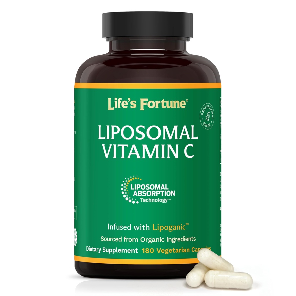 生命之福 Liposomal Vitamin C 2100 mg, 快速代理吸收, 更高生物利用率支持免疫系统, 高抗氧化剂补充公式 – Collagen促进剂–180 Capsules