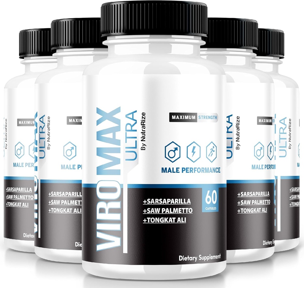 NutraRize(5 Pack of ViroMax Ultra Pills, 提高能量和性能的最大强度公式,肌肉力量全自然盖,补充审查(300 Capsules))