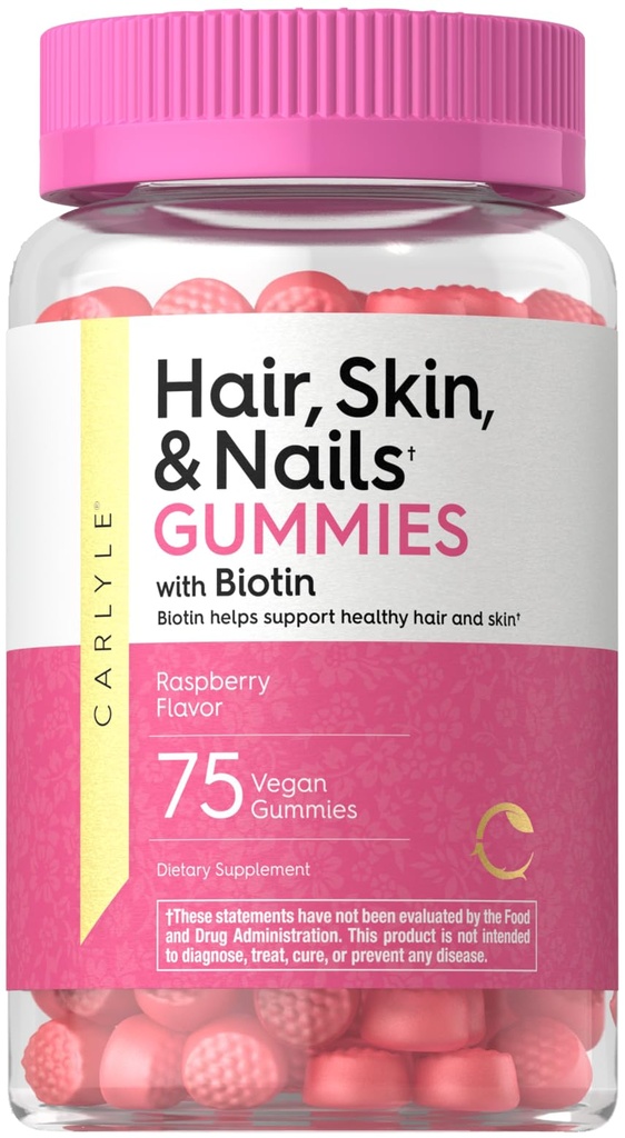 卡莱尔发皮和直肠维他命 配有Biotin和Collagen 配有Gummy 补充女性 草莓 Flavor 非GMO, Gluten Free