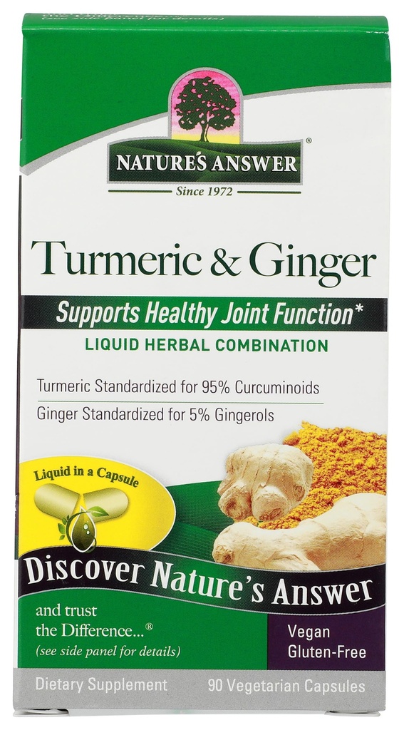 (原始内容存档于2019-09-29). Nature's Answer Turmeric and Ginger Capsules 90 Counter 联合支持 QQ Gluten-free QQ Vegan QQ 单数