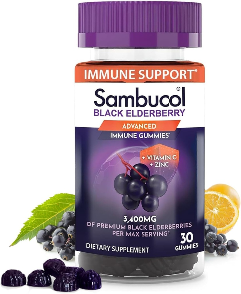 (原始内容存档于2018-07-22) (英语). Sambucol Black Elderberry Gummys - 配有锌和维生素C的成人长莓, Sambucus Gummys, Immune支持 - 30 Counter