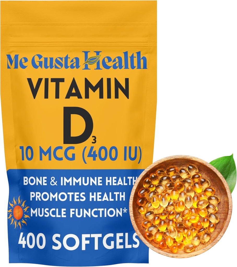 D3 10 mcg (400 IU) 400 软胶 → 维生素 D3 补充 → 维生素 D3 软胶 → 对钙吸收 → 骨、齿、肌肉和免疫健康支持的饮食补充