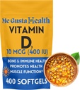 D3 10 mcg (400 IU) 400 软胶 → 维生素 D3 补充 → 维生素 D3 软胶 → 对钙吸收 → 骨、齿、肌肉和免疫健康支持的饮食补充