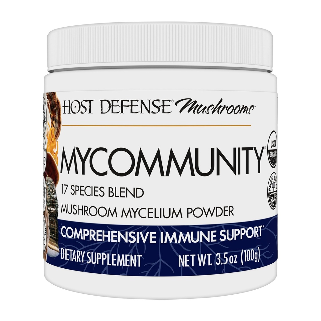 主机Defense MyCommunity Powder - 17物种 Blend Mushroom Supplement for Immune Support - 与狮子马恩,雷希,查加,科迪塞普斯,土耳其Tail & More - 100g(66 services)合集*