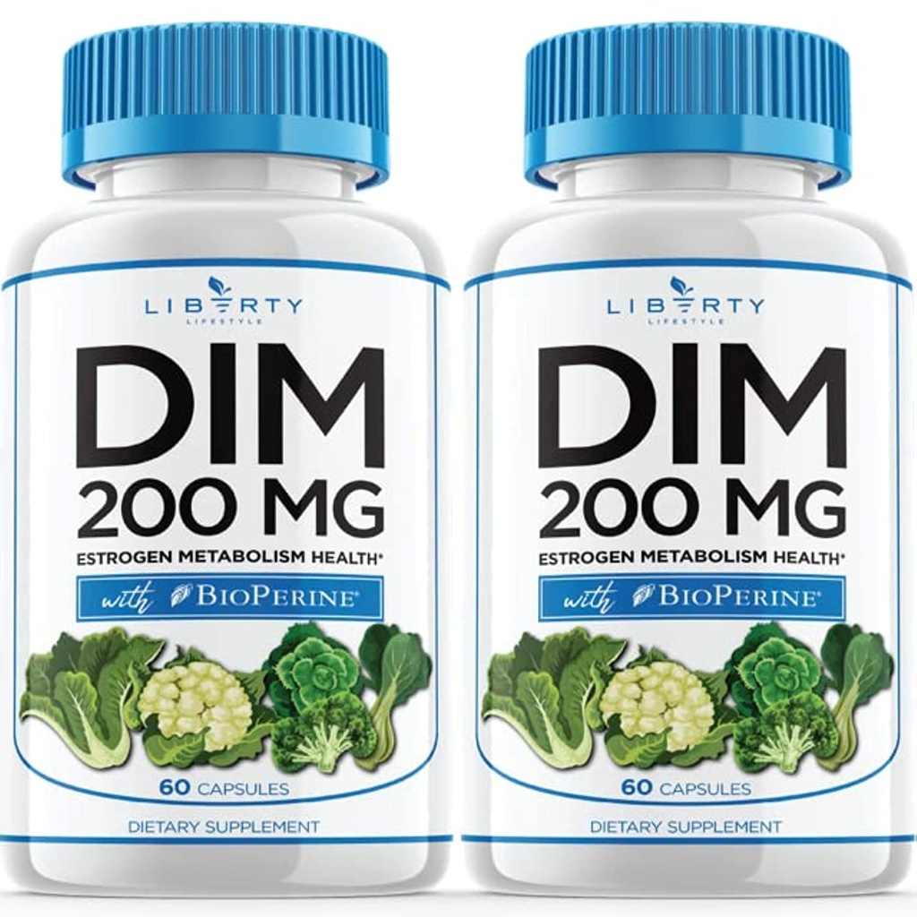 DIM 补充200mg - DIM Diindolylmethane + BioPerine - 雌激素平衡,Hormone更年期减量,Acne治疗,Vegan - 120 计数