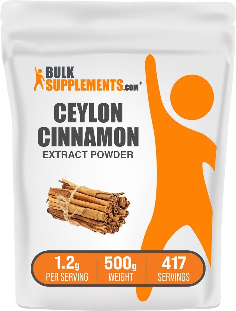 Bulk Assupports.com 肉桂巴克提取粉末 - 锡兰肉桂补充剂,草药补充剂 - Vegan & Gluten Free,每服1.2g,500g(1.1磅)(包1)