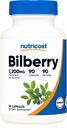 营养成本 Bilberry Capsules 1200mg 等效(90个蔬菜Capsules) - Gluten自由非GMO
