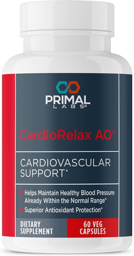 Primal Health CardioRelax AO - Coenzyme Q10公式,Bioperine + 橄榄叶提取器 - 60 Capsules
