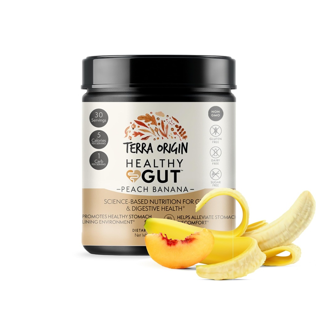 (原始内容存档于2019-03-03) (英语). TERRA Group Health Gut Peach Banana 30-Services with L-Glutamine, Zinc, Glucosamine, Slippery Elm Bark, Marshmallow Root and More!.