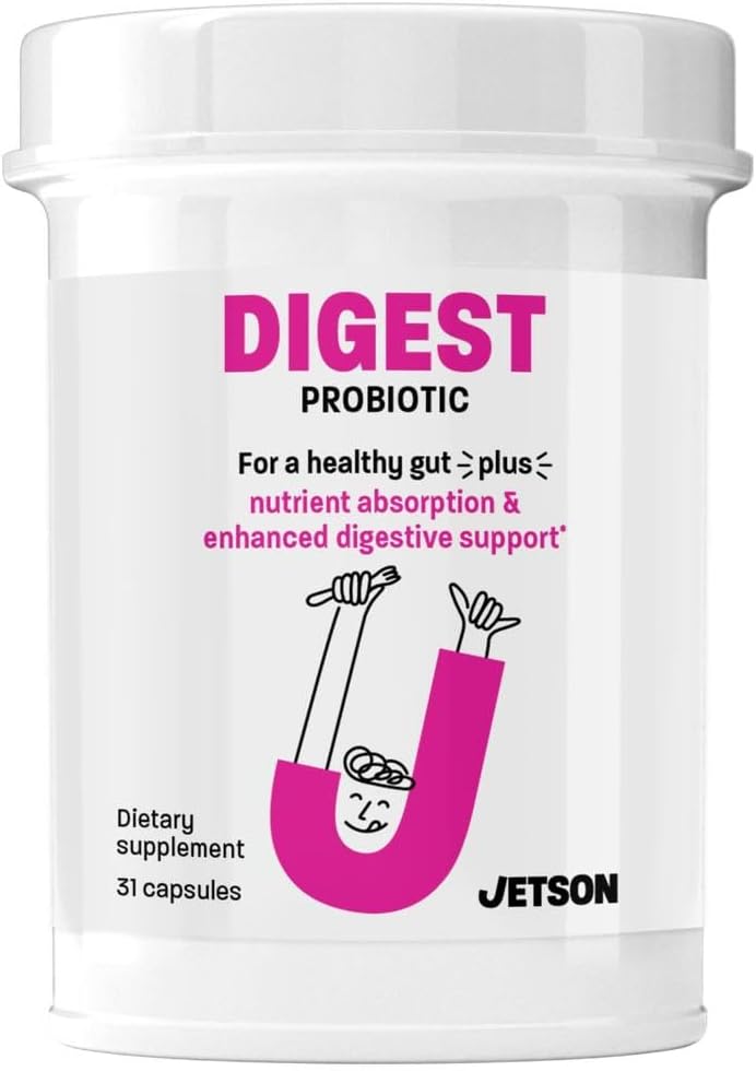 Jetson文摘 - 文摘和免疫支持 Probiotic Profile Profile – 推动常规鲍尔运动,改进文摘和布洛廷,支持豁免 - Gluten Free, Vegetarian, Non-GMO (31 Counter)
