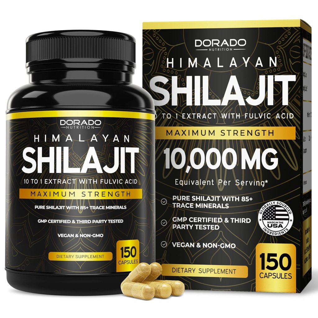Shilajit Capsules,装有85+痕量矿物(75天供应,每服务1 000mg提取)