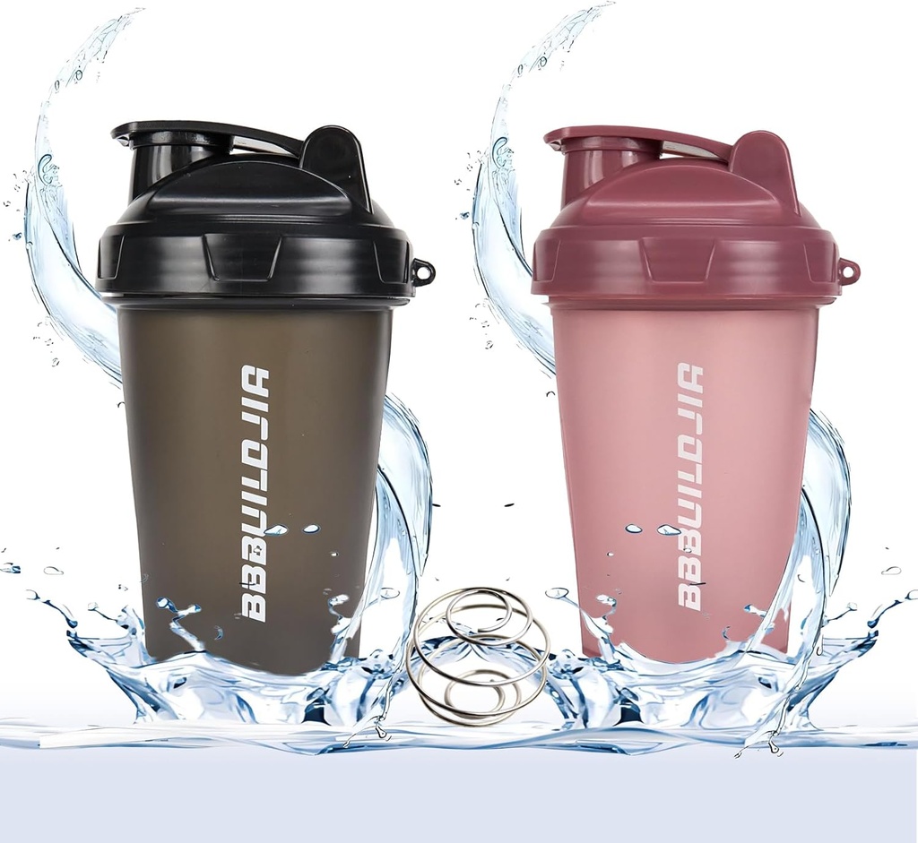 2 PACK 摇摆瓶 握住最多 17oz, Blending Ball Whisk, 便携式预工作蛋白饮料杯, Mixes Cocktails Smoothies Shakes, BPA Free & Dishwasher 安全 黑色/ Pink