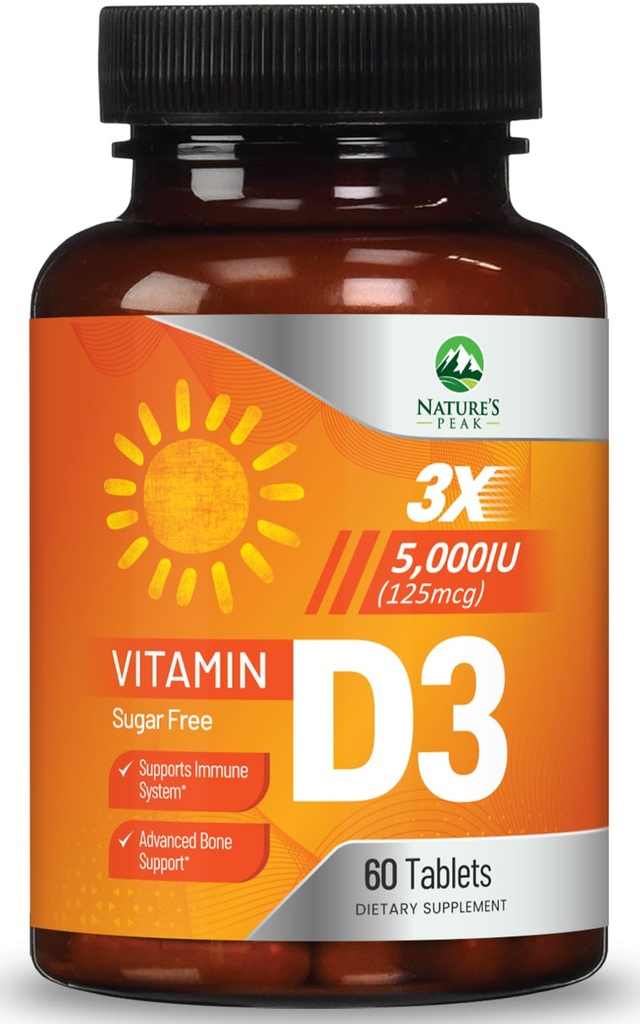 维生素D3 5000iu(125 mcg) 免疫健康支持 - 骨,齿,肌肉的高发性维生素D 膳食补充剂 - 自然的VIT D, Vegan, Gluten Free, Raspberry Flavor - 60 Chewwits