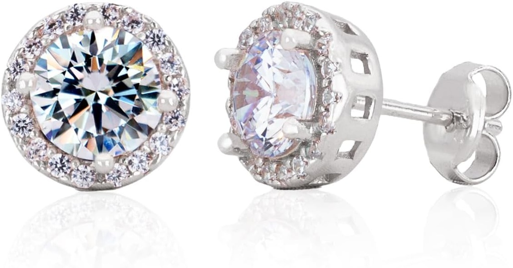 斯特林银制齐尔康宝石 光环9毫米 Stud Earrings