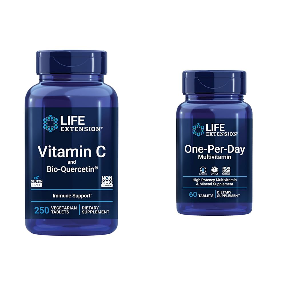 寿命延长 维生素C & u素 Phytosome Plus 含有25+维生素的多维素,矿物和提取 - 250片,60片