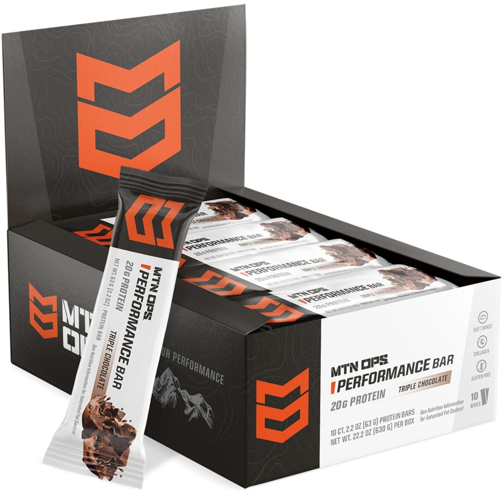 MTN OPS 三重巧克力泥石流蛋白棒,高蛋白与Whey 隔热和Whey 集中与Colagen,低糖,Gluten Free, 10 Counter