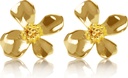 14K金盘 925 Sterling银花 Lily Stud Earrings