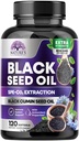 黑籽油盖 1000mg 配Thymoquinone - 纯 Nigella Sativa 支持皮肤健康和免疫, 100% 黑籽油, 神奇采掘 凌驾于冷压的黑库明种子之上 - 120 软胶
