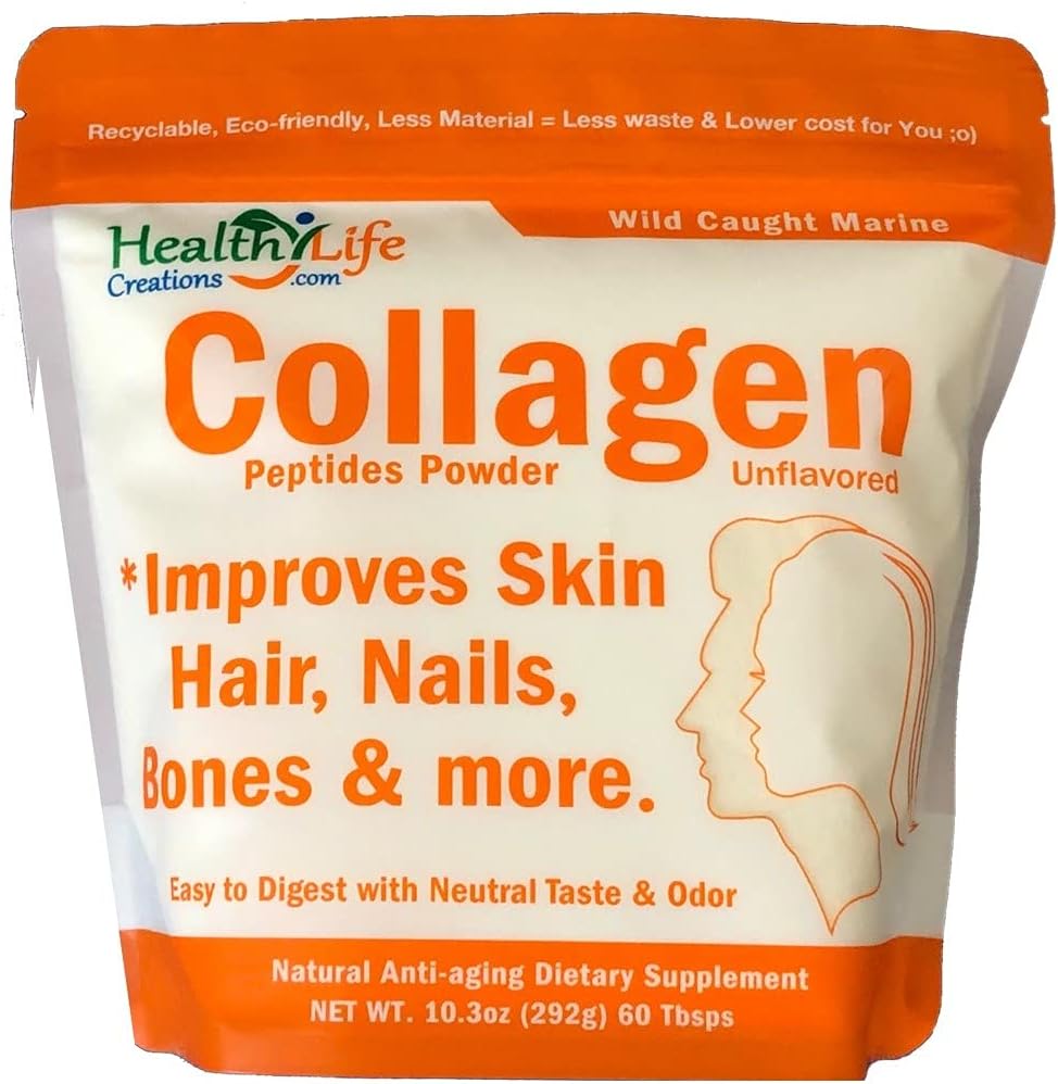 海洋Collagen Peptides Powder (Wild Caught) 10.3 oz - 无味,快速溶解 - 抗衰老,疗伤和联合 - 无糖,无胶,非GMO