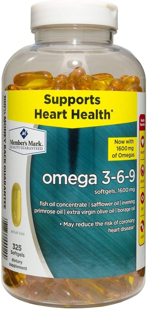Mark Omega 3, 6, 9 饮食补贴 1600 Mg, Soft Gels, 325 Count