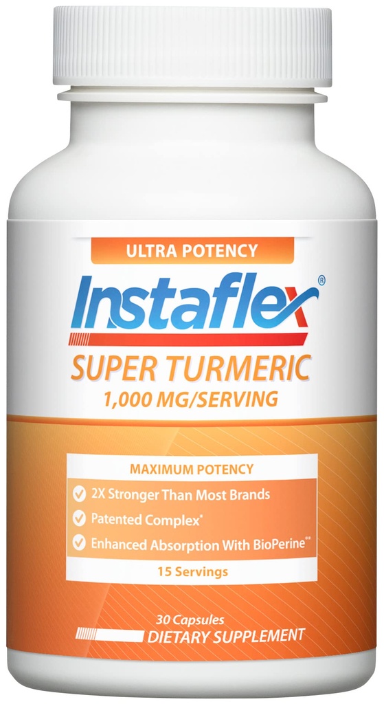 Instaflex Super Turmeric - 1000 mg Turmeric Curcumin with BioPerine, Black Pepper 提取器, 95% Curcuminoids, 30 计数