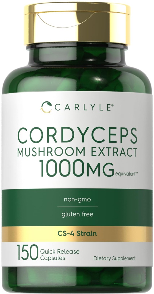 卡莱尔·科迪西普斯 蘑菇 卡普苏莱斯 1000 mg 150 伯爵 CS-4 施特兰 蘑菇 节选 | Non-GMO 和 Gluten Free