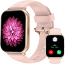 RUIMEN 女子智能观察(Answer/Make calls,2 Bands Including),1.8"iOS/Android Phone的智能观察,健身跟踪器心率/睡眠监视器 数字观察防水粉红色