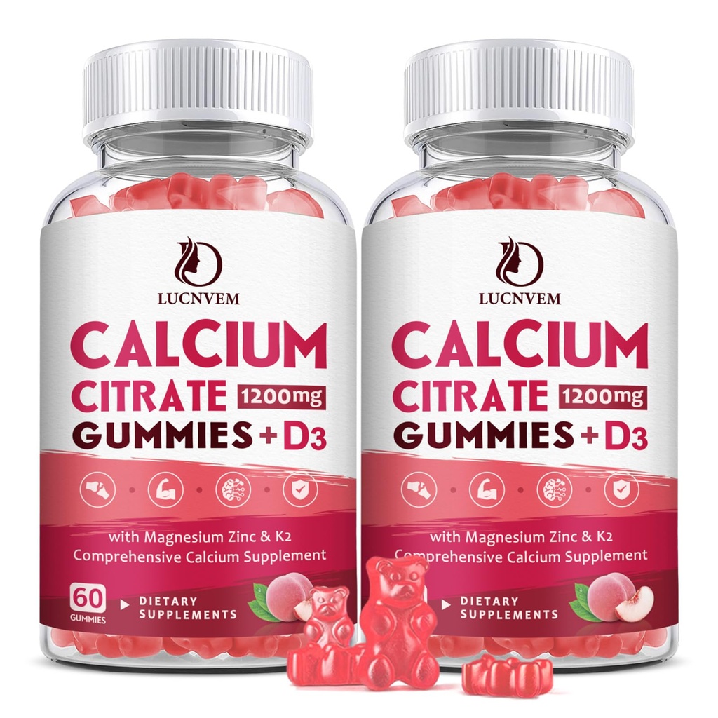 (2 Pack) Calcium Citrate 1200mg 配有维生素D3 女性和男性的Gummys 配有维生素D3 K2的Calcium Gummys 配有维生素D3 K2 配有维生素D3 配有维生素Gummys 配有维生素D3 配有维生素Gummys 配有维生素D3 配有维生素D3 K2配有维生素Gummys配有维生素D3 配有维生素D3 K2配有维生素Gummys配有维生素Bone Muscle Halth-Peach Flavor- 60 Day 供给的高度吸收