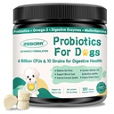 养犬消化保健、养犬消化和消化酶、预生、Omega-3 & 6和养犬维生素、6亿个古特保健和免疫支持综合药物、120个Chews