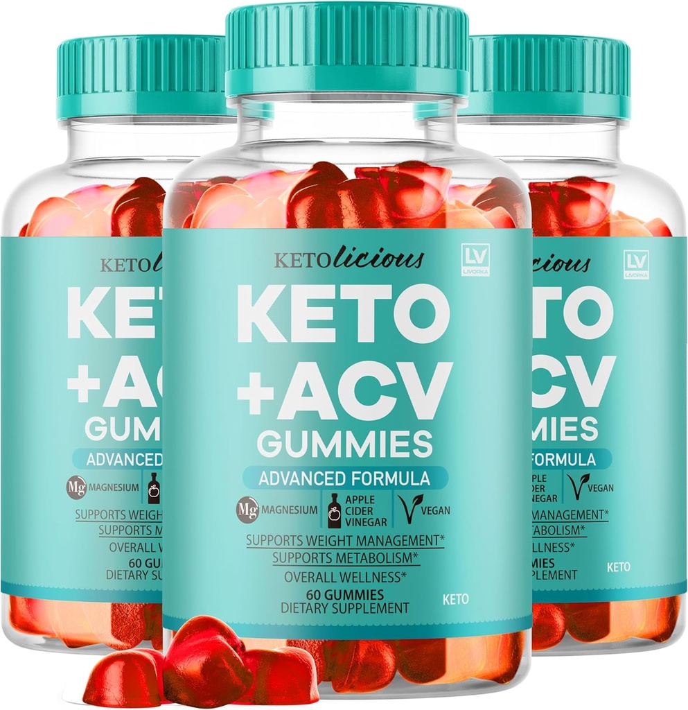(3 pack) Ketolicious Keto ACV Gummys, Ketolicious Gummys 高级公式 1050MG, All Natural Premium Plus Apple Vider Vinegar Gummy 最大力量 Gommitas 评论,180 Gummys 3个月
