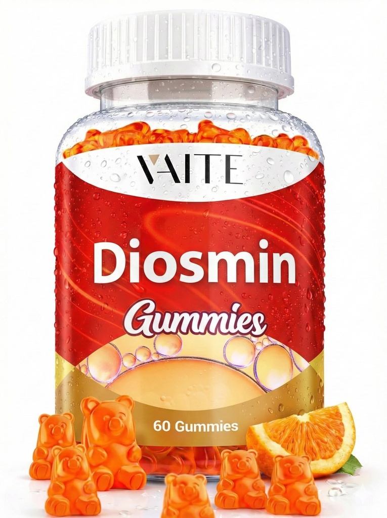 VAITE Diosmin 1000mg - Vein支持 Varicose Veins - 腿健康补充公式 Venous Optimiers, Citrus Bioflavoids, 帮助腿部流通 Chews Gummy, 60 Vegan Gummys