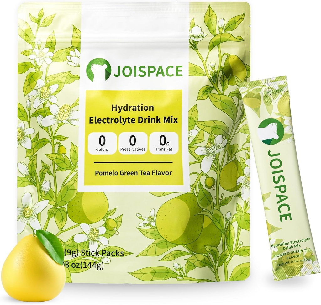 JOISPACE 电解质 饮用与茶多酚的混合 QQ 快水解与电解质 boost NO-GMO, Vegan, Gluten-free QQ Pomelo 茶, 16种服务