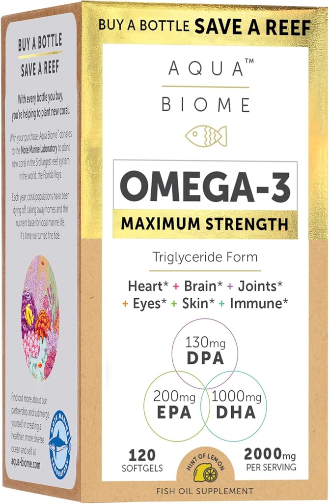 Enzymedica 最大强度高潜力鱼油,EPA DHA Omega 3 补充 QQ Burpless,120 软胶