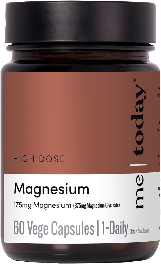 Me Today Magnesium Glycinate Supplement – 175mg 高吸收性 镁 Glycinate Capsule for Muscle Recover, Nervous System Support, Sleep & Relaxation – Vegan, Non-GMO, 60 services.