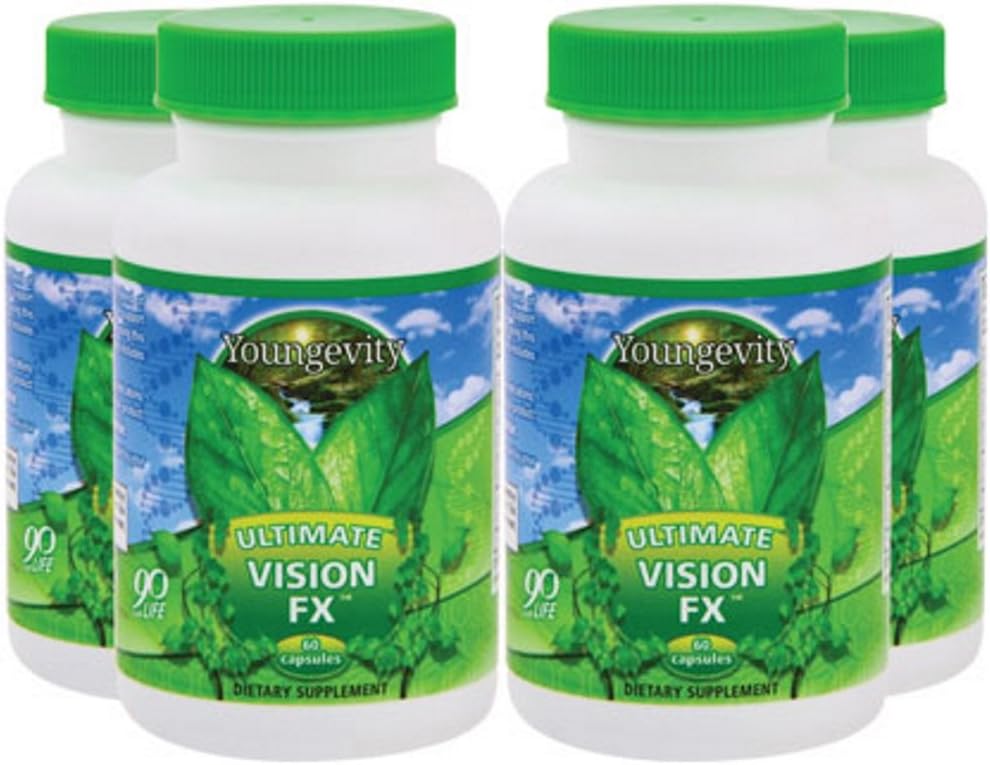 幼年视觉FXTM - 眼维生素和矿物质补充剂 Blend - Lutein, CoQ10,维生素A, C, E, 锌,铬,硒促进眼健康(60 Capsules - 4 Pack)