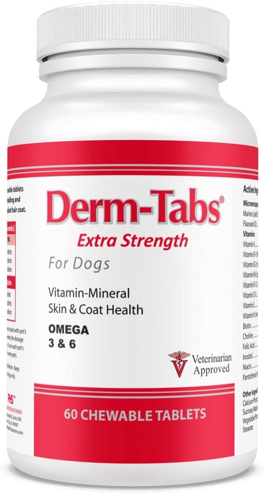 Dem Tabs 对狗的外加力 -- -- 天然石油、维生素、矿物和抗氧化剂 -- -- 支持健康的皮肤和减少 Shedding -- -- 60块可切片