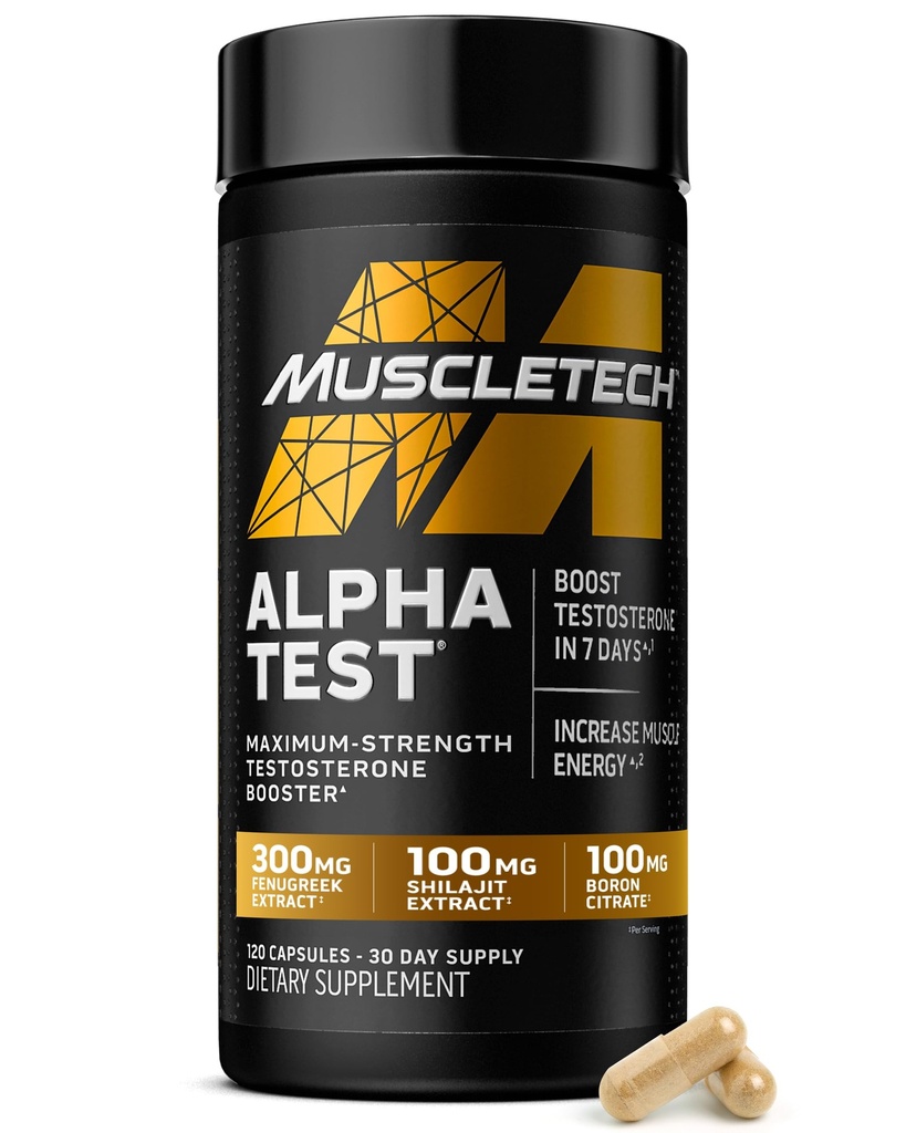 肌肉科技 男子睾丸酮助推器,Alpha Testy - T-Boost Mens 与 Tribulus Terrestris & Boron 的T-Boost Mens 补编 - 肌肉生长,Stamina & Energy的每日男性健身补品 - 120 药丸