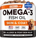 StrellaLab Omega 3 for Dogs - (180Ct) 鱼油处理 - 过敏和Itch Relief 皮肤和煤炭补充 - 干痒皮肤,抗 Shedding & Hot Spots 处理 - 宠物沙门 油炸 - 鸡肉