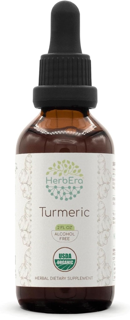 HerbEra Turmeric B60 USDA 有机丁香 QQ无酒精提取,高位草药滴 QQ 认证有机丁香(Curcuma Longa) 干根(2 oz)